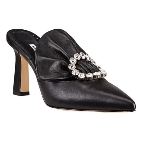 Manolo Blahnik Capitana Leather Buckle Mules Black 36 NEW - Picture 13 of 14